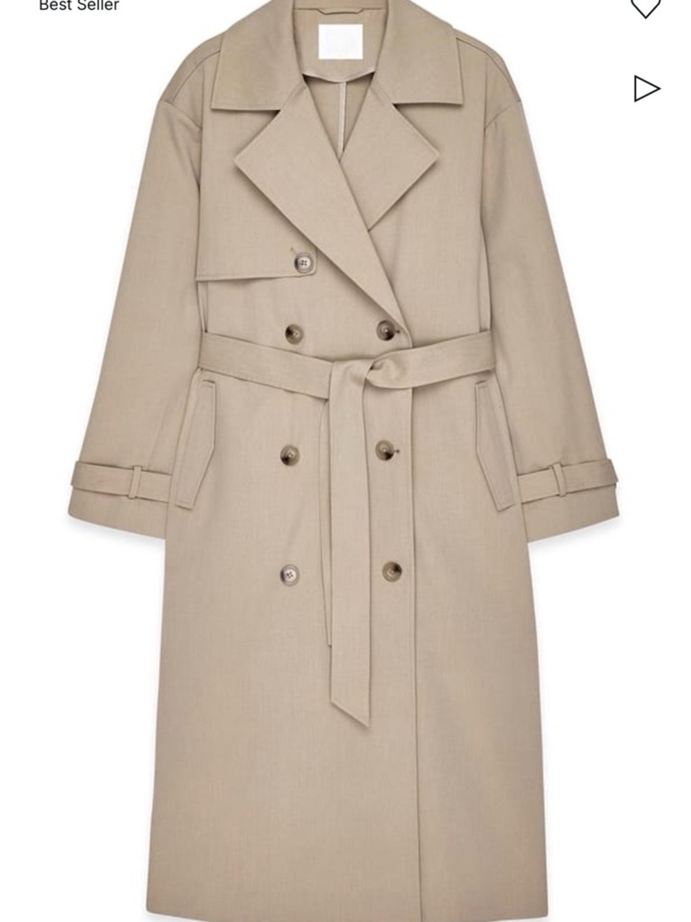 Women's Beige Double-Breasted Trench Coat with Belt
